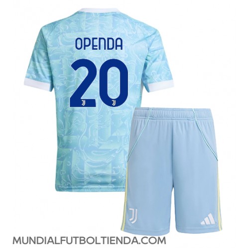 Camiseta Juventus Lois Openda #20 Segunda Equipación Replica 2025-26 para niños mangas cortas (+ Pantalones cortos)